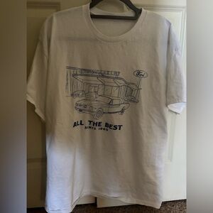Ford White Short-Sleeve Graphic Tee with Navy Illustration